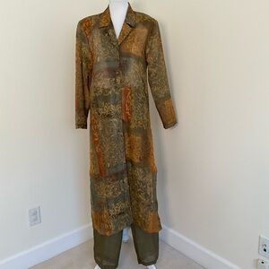IC COLLECTION Olive and Gold Patterned Pantsuit